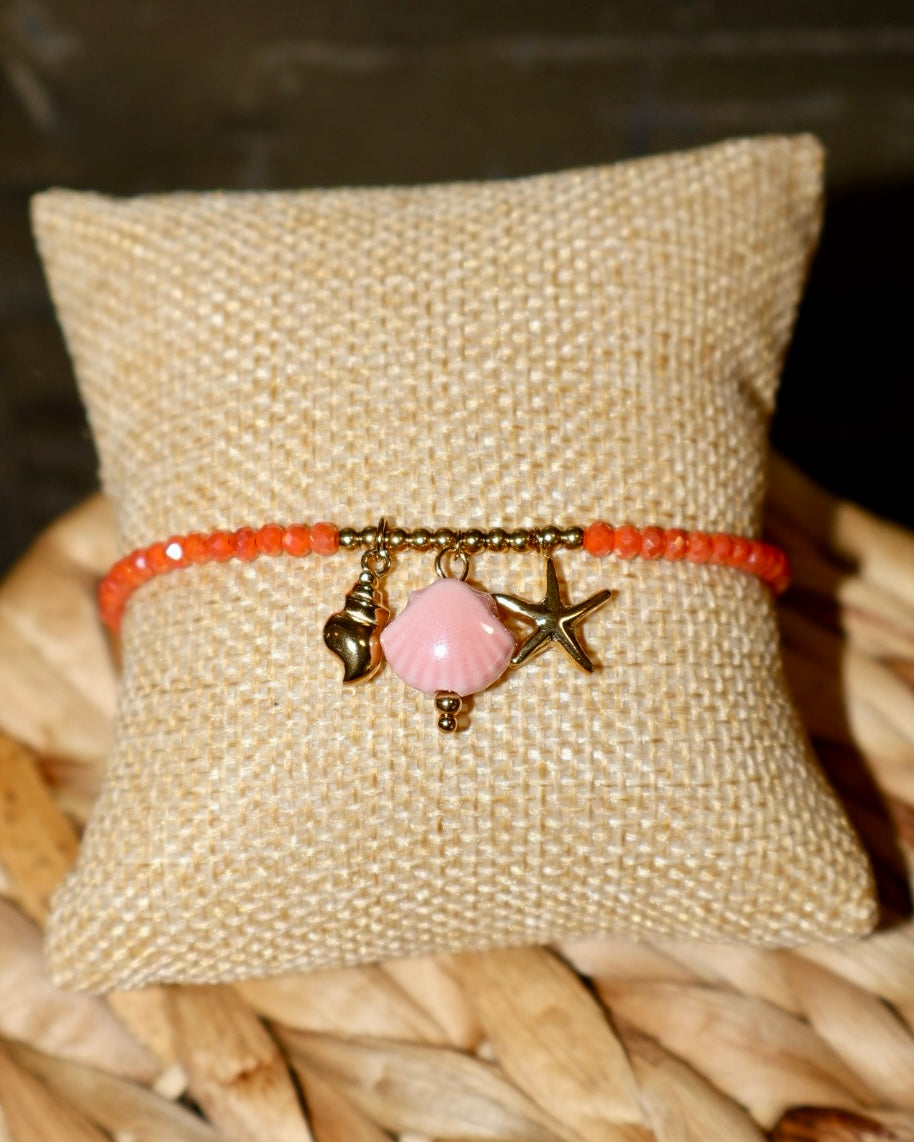 Orange Beaded Charm Bracelet