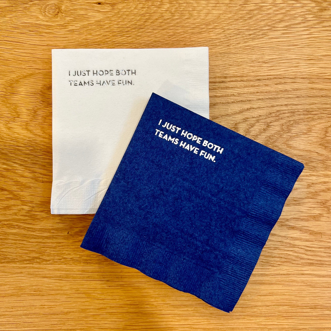 Blue/White "Both Teams Have Fun" Cocktail Napkin