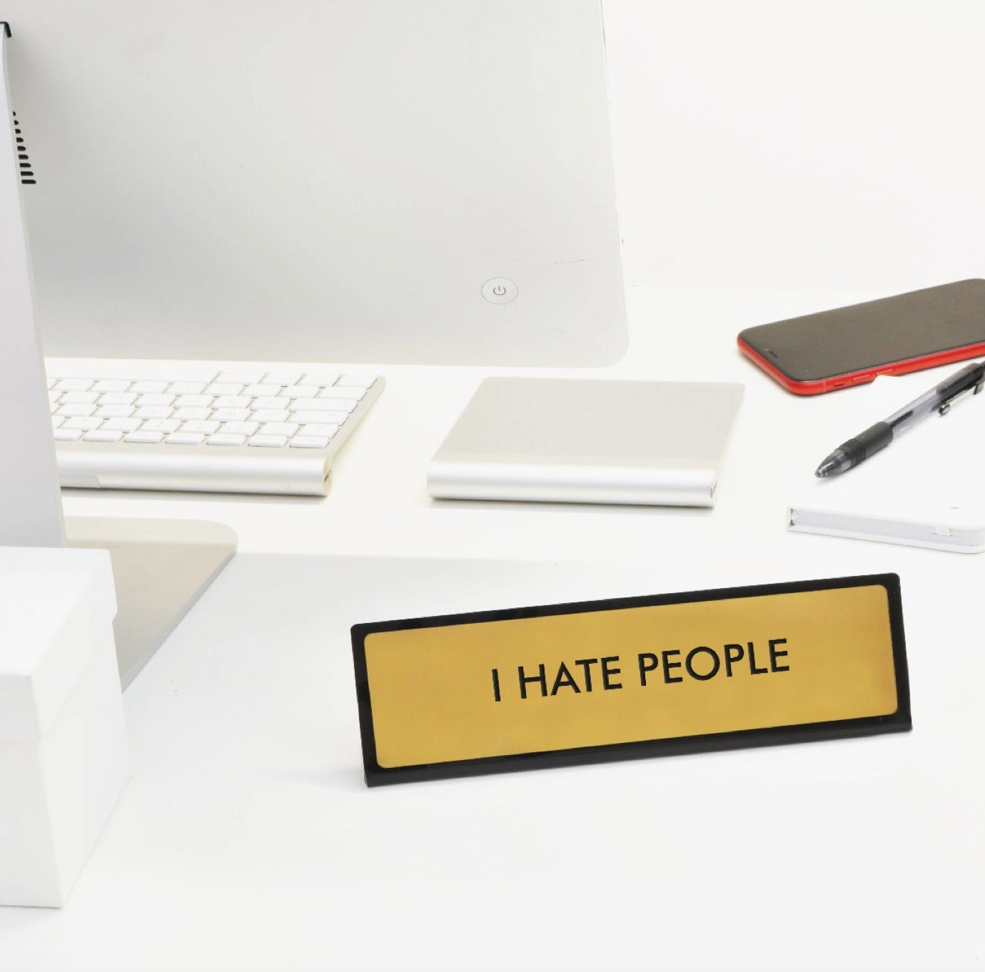 I Hate People Desk Plate