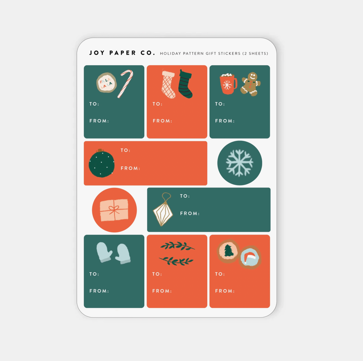 Holiday Pattern Gift Stickers (Set of 2)