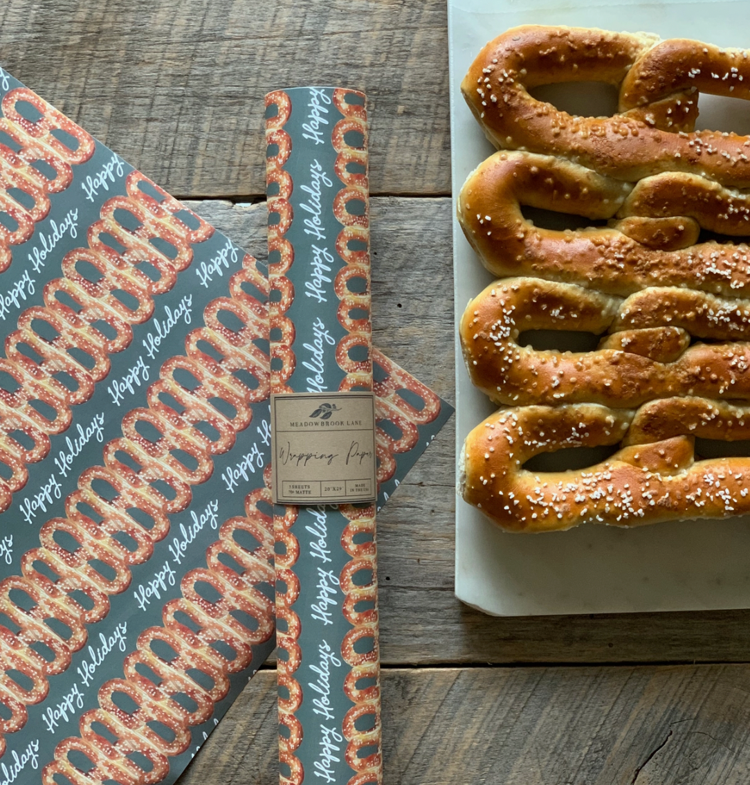 Happy Holidays Soft Pretzel Wrapping Paper