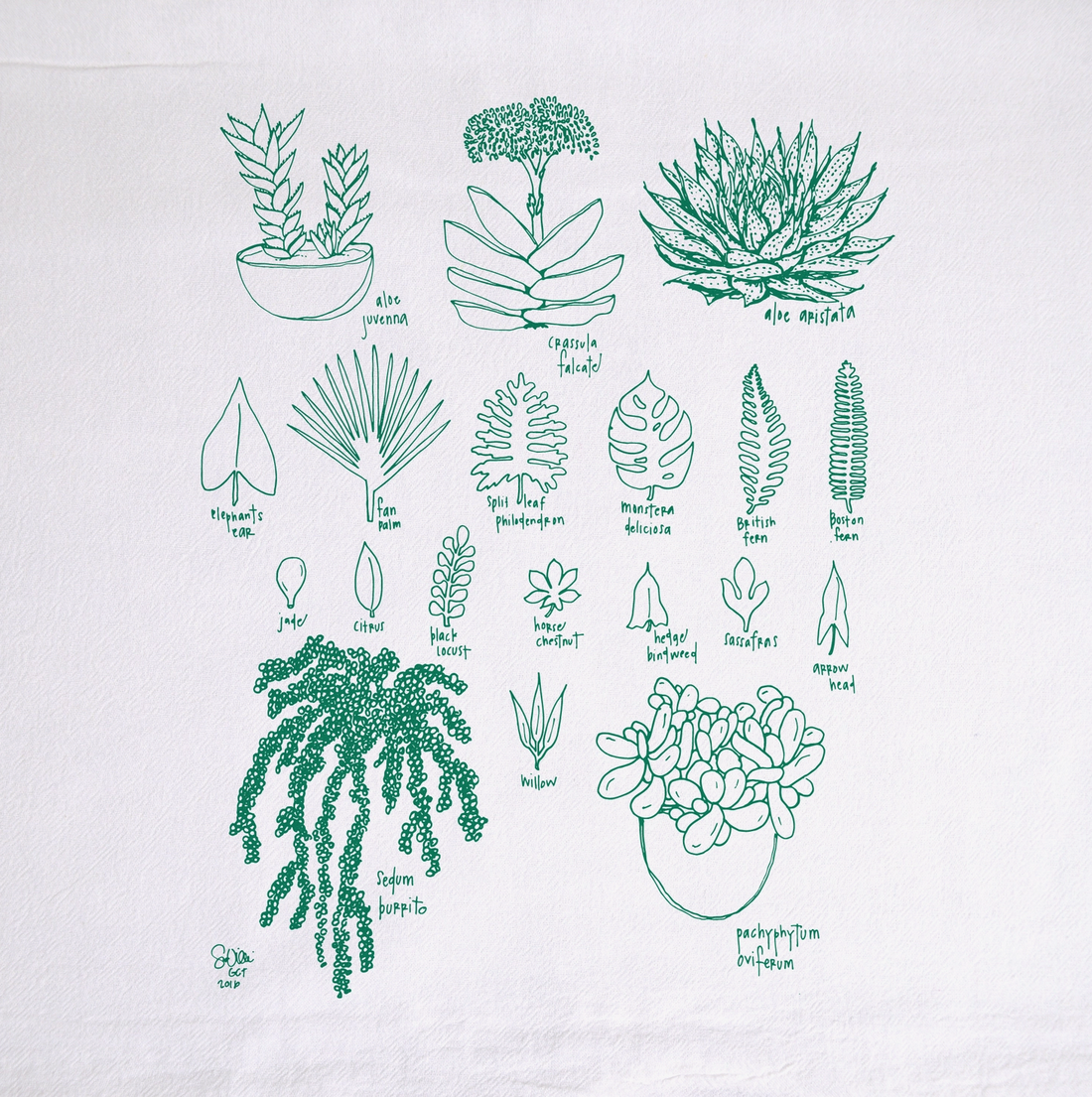 Houseplants Tea Towel