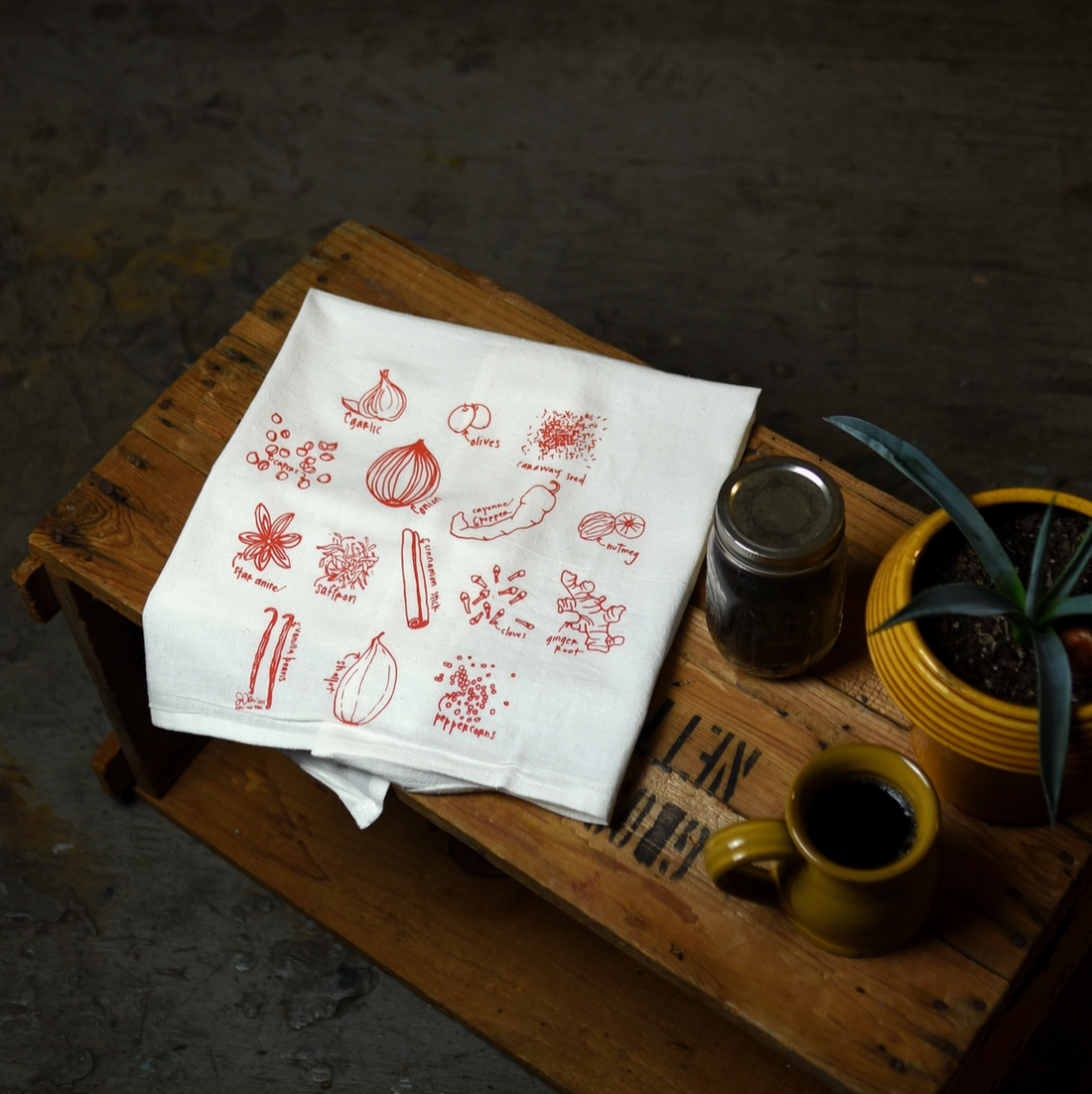 Not Green Herbs Tea Towel