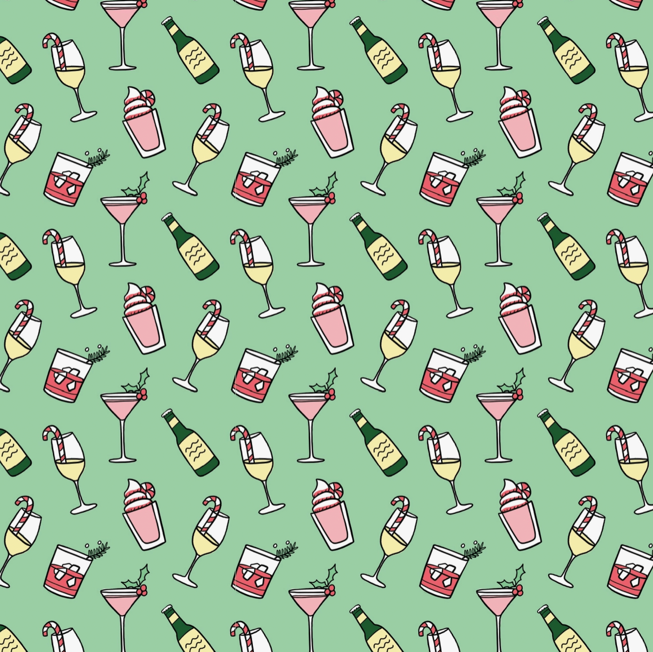 Holiday Cocktails Wrapping Paper