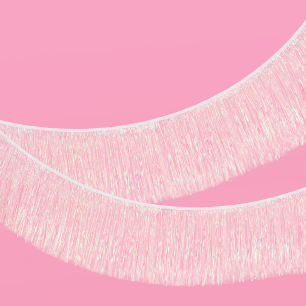 White Iridescent Fringe Banner