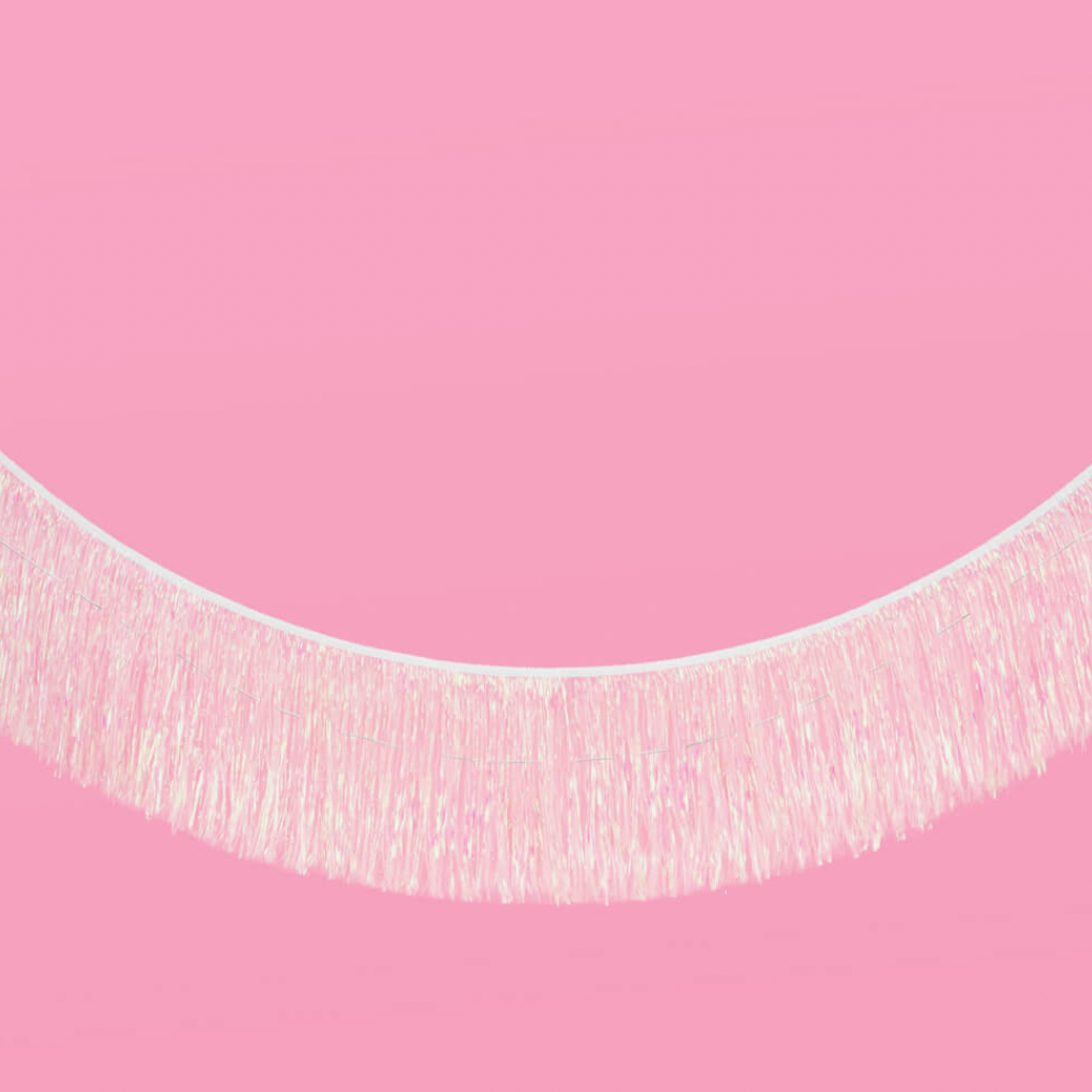 White Iridescent Fringe Banner