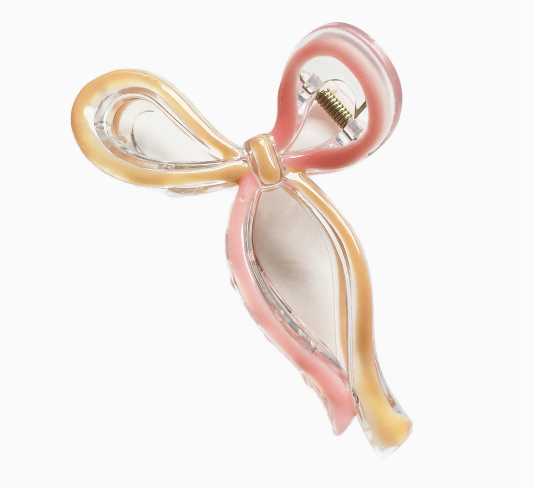 Peach & Pink Bow Clip