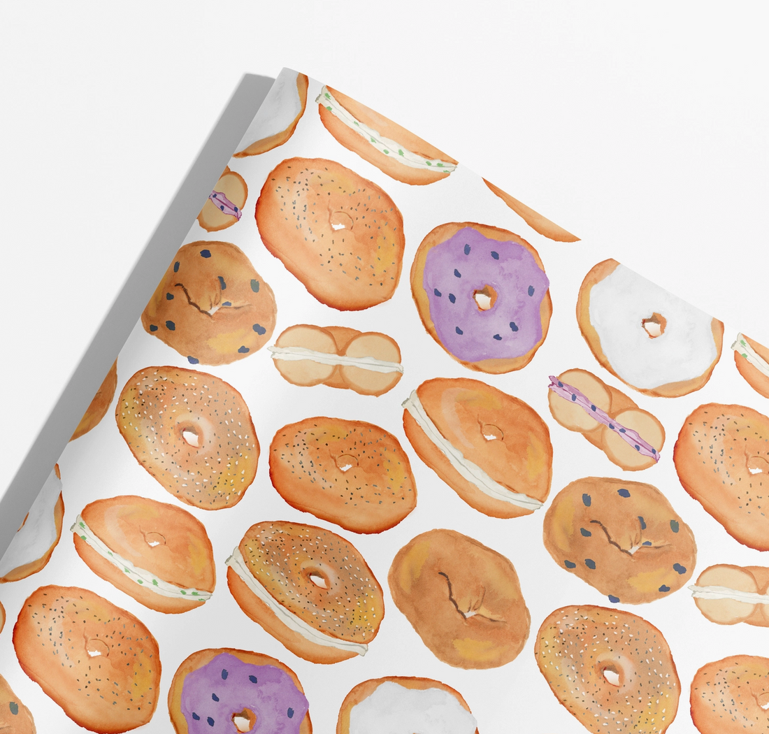 Bagel & Cream Cheese Wrapping Paper (3 Sheets/Roll)