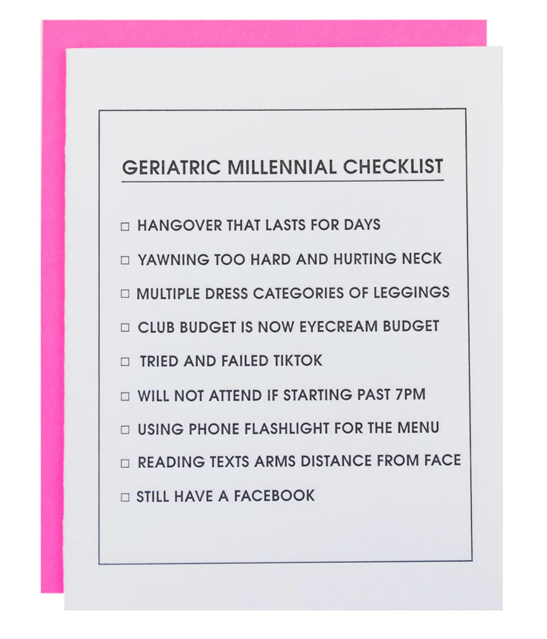 "Geriatric Millennial" Card