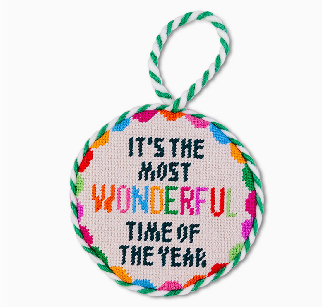 Wonderful Time Needlepoint Ornament