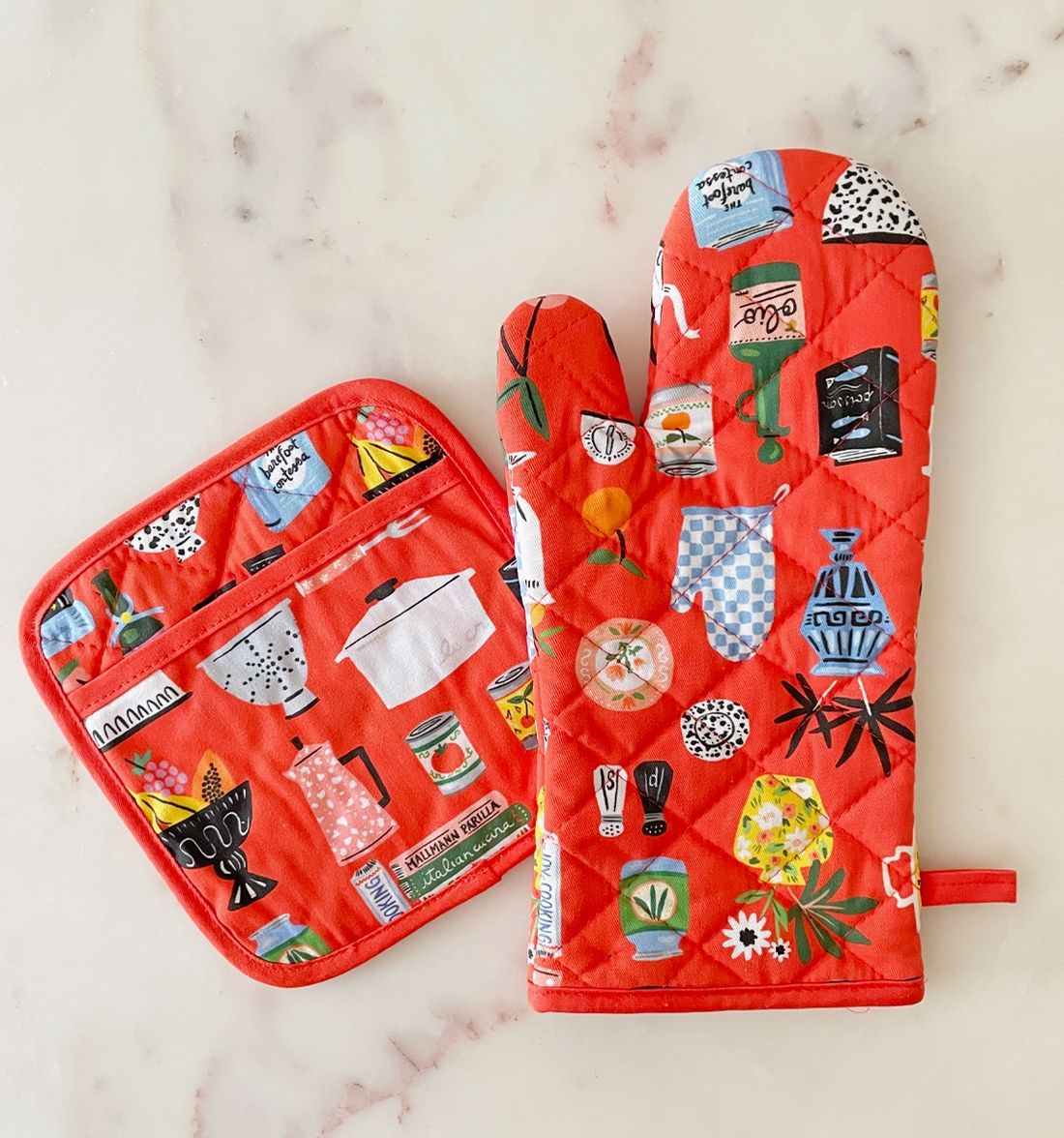 Kitchen Shelf Mitt & Pot Holder Set