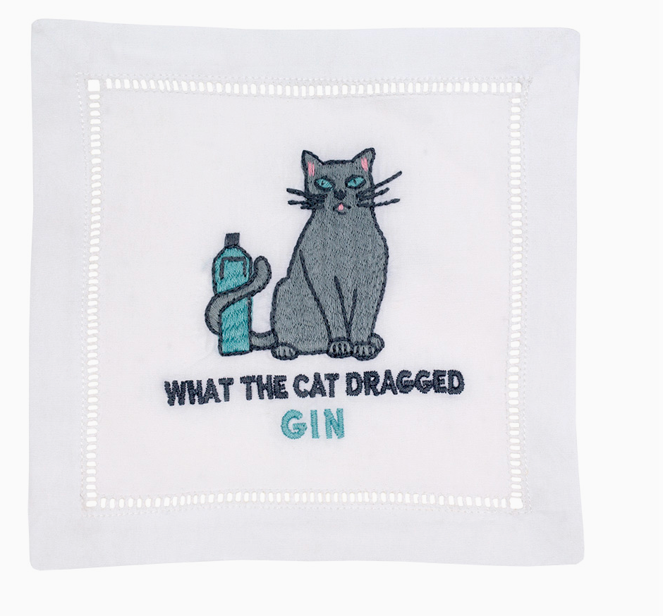 "What the Cat Dragged Gin" Cocktail Napkin
