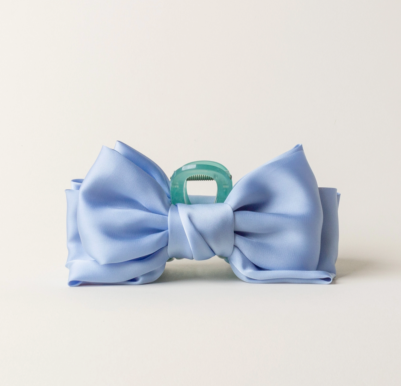 Blue Satin Bow Clip