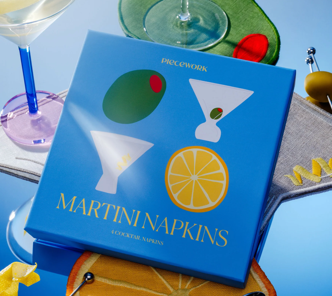 Martini Linen Cocktail Napkins (Set of 4)