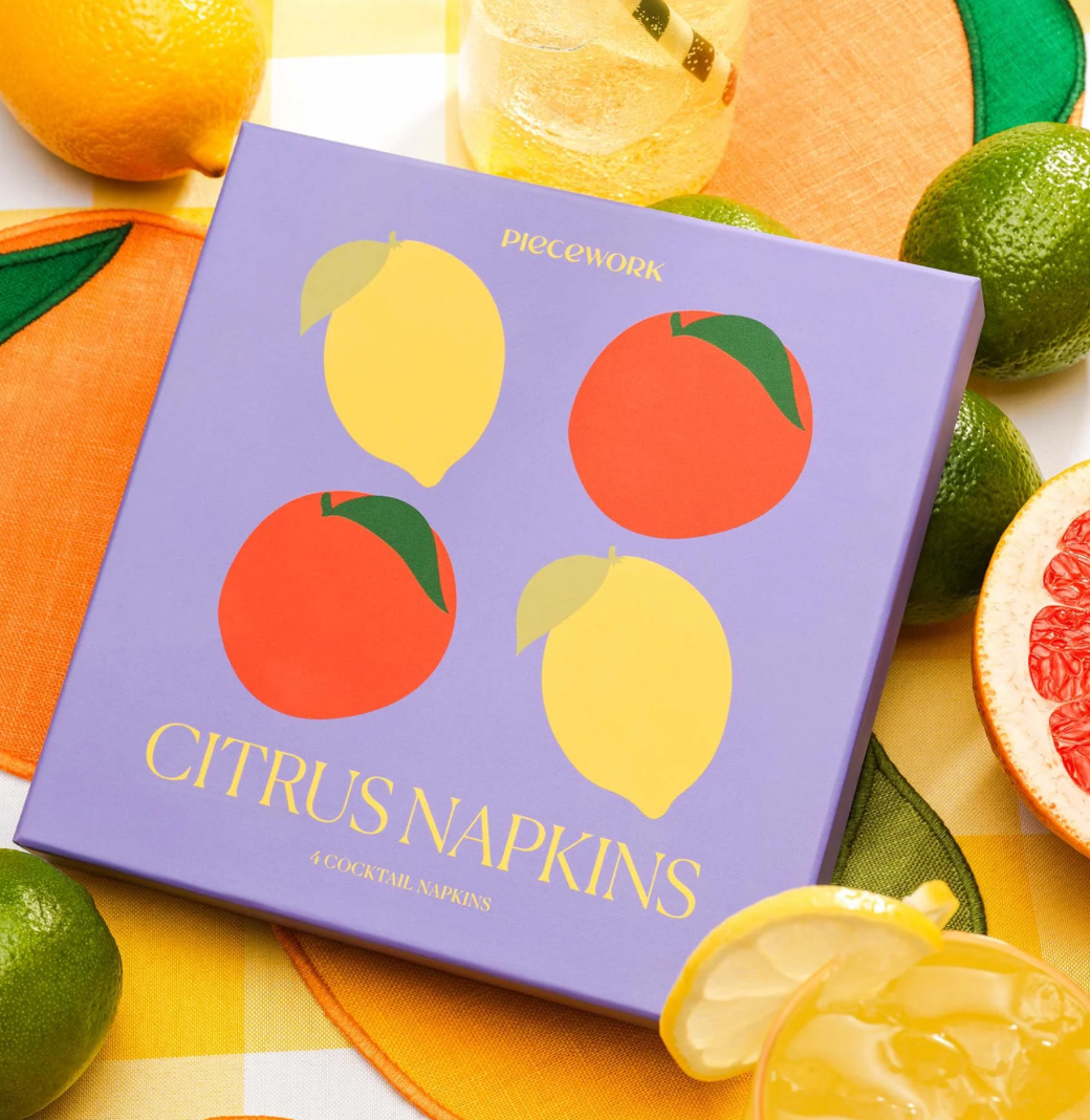Citrus Linen Cocktail Napkins (Set of 4)