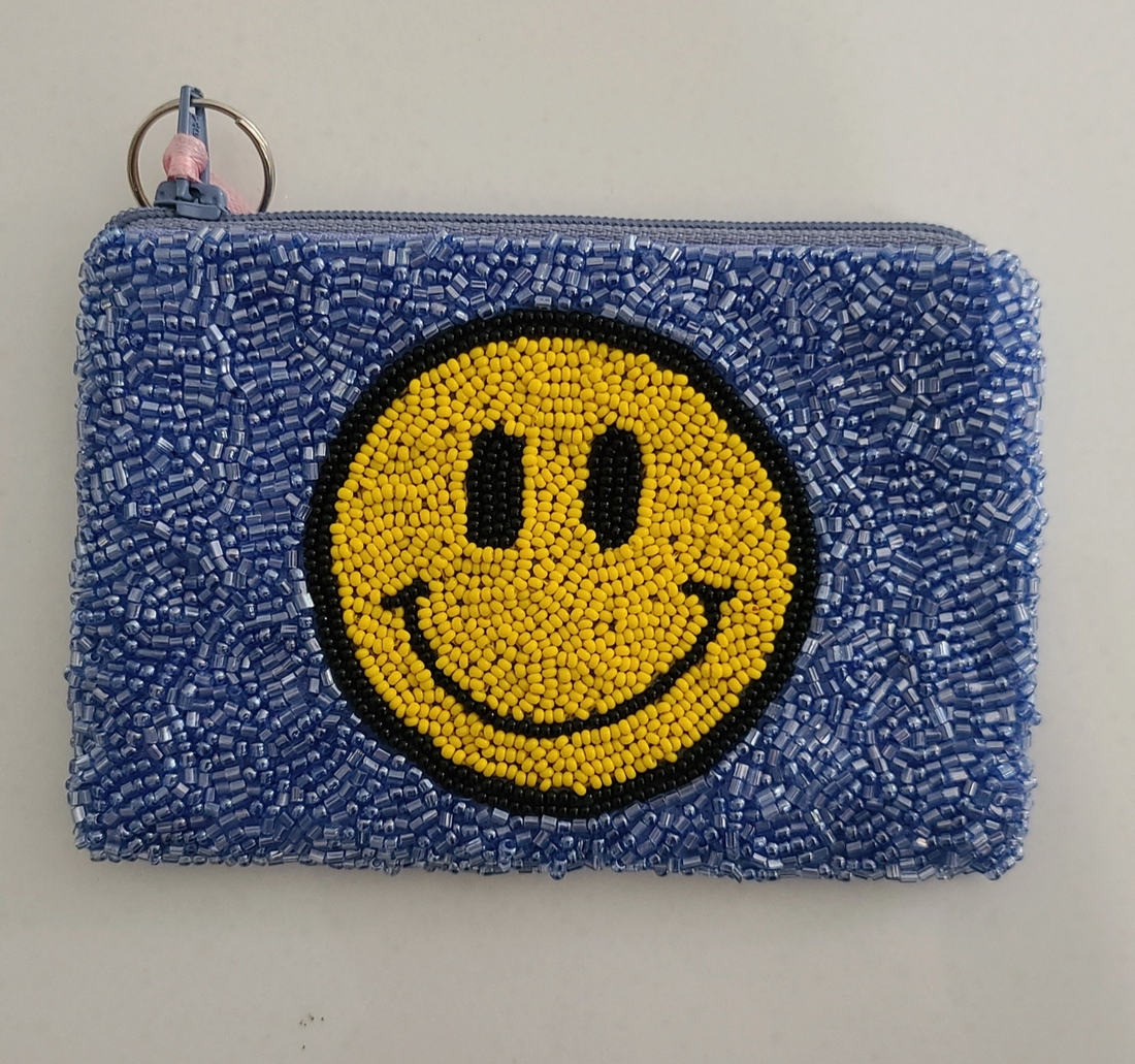Smiley Face Beaded Pouch