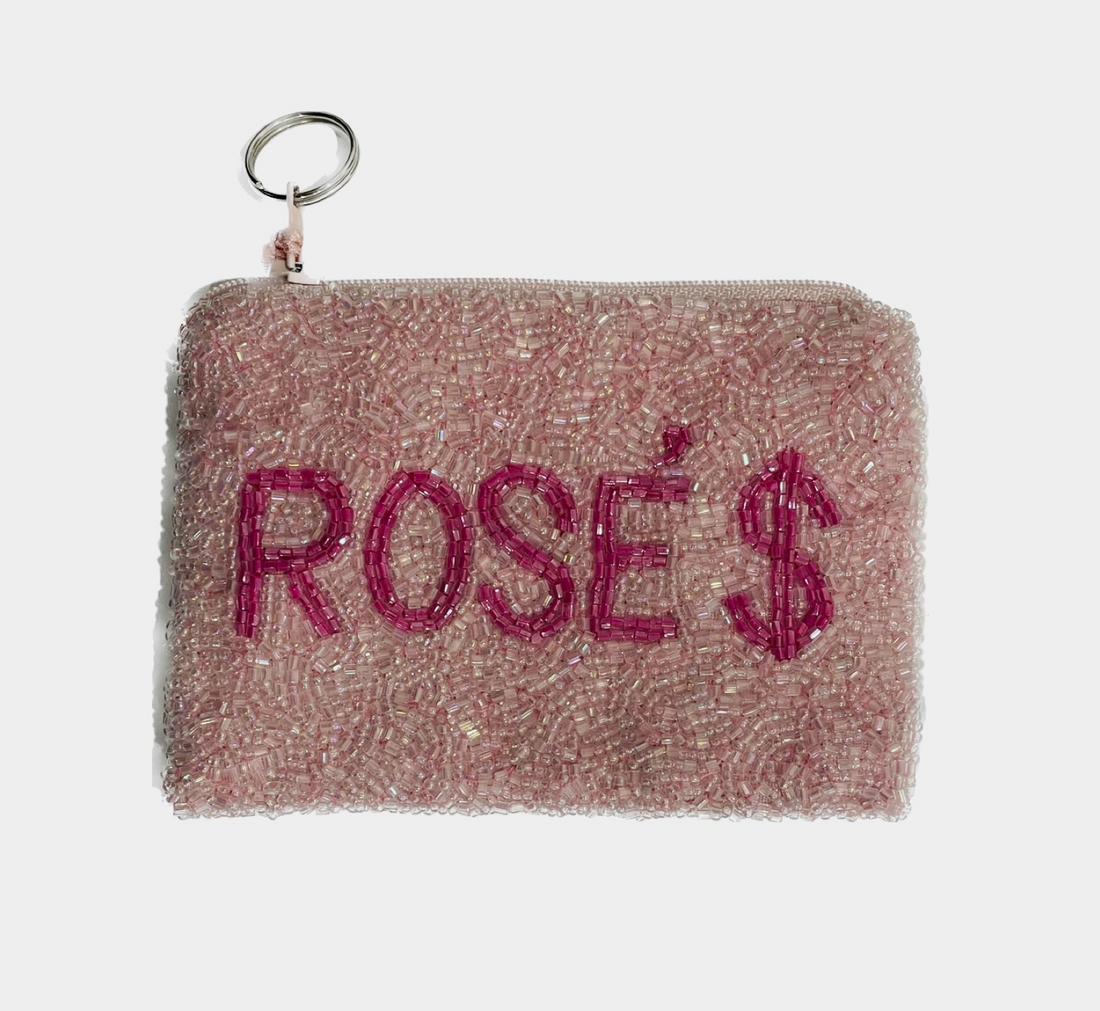 Rose $ Beaded Pouch