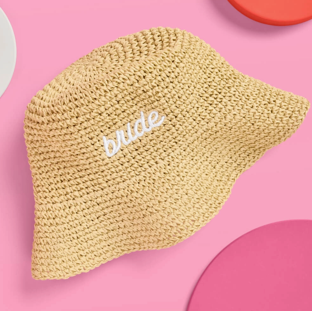 "Bride" Straw Bucket Hat