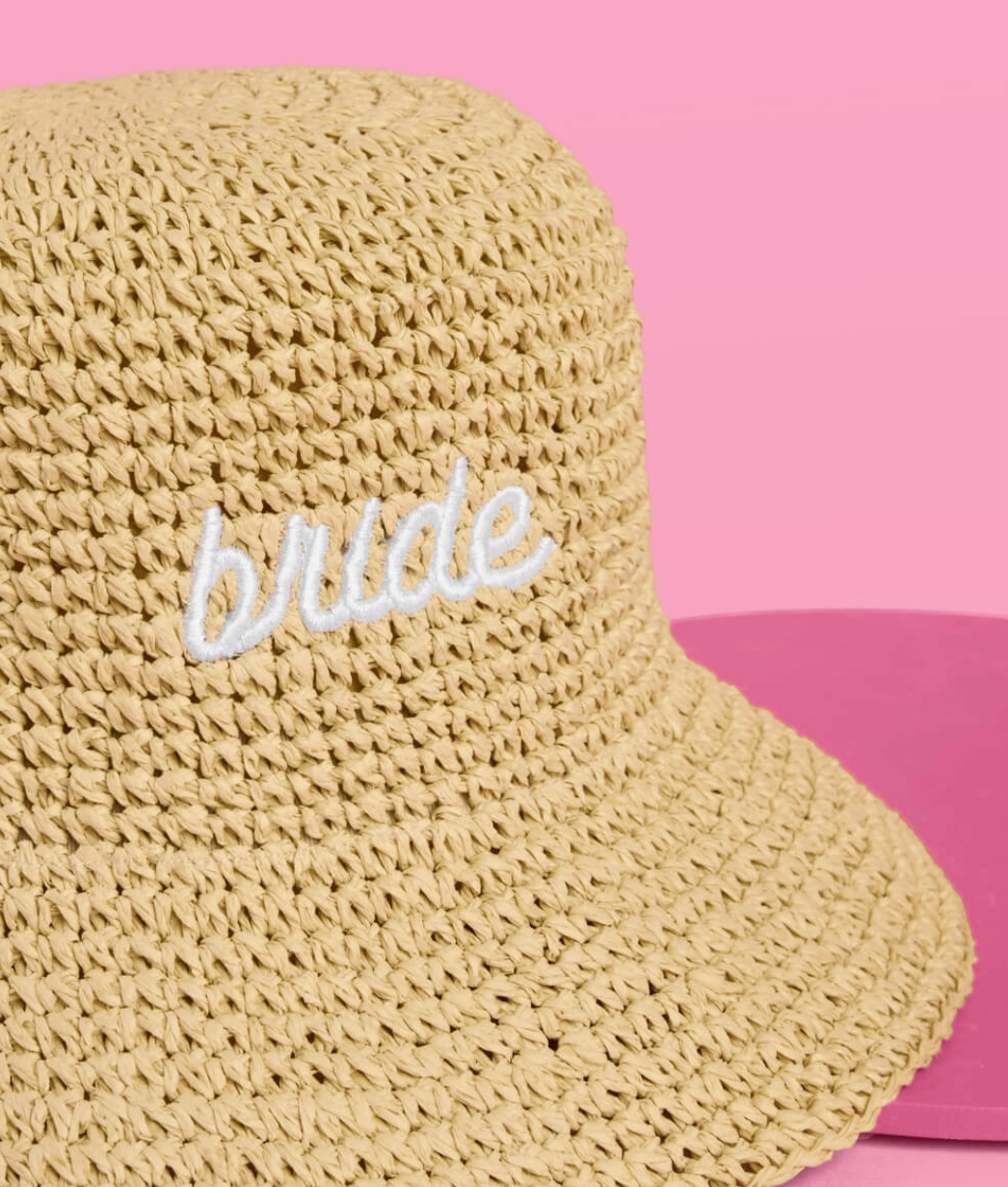 "Bride" Straw Bucket Hat
