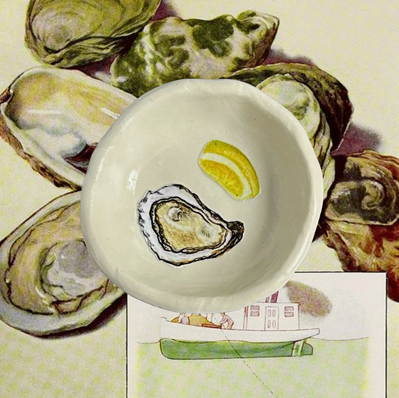 Oyster & Lemon Ring Dish