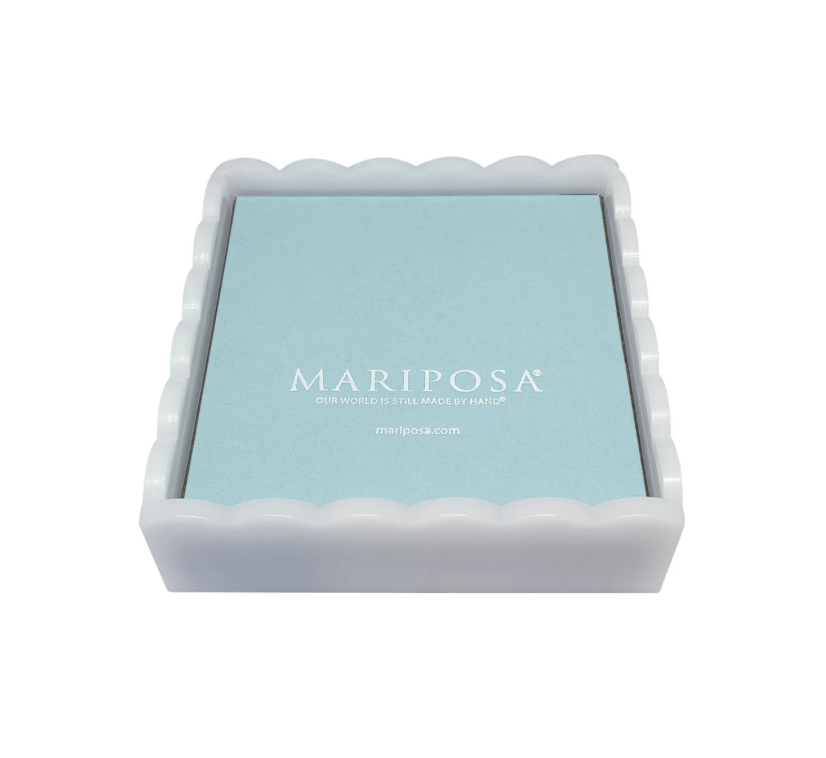White Scalloped Napkin Box