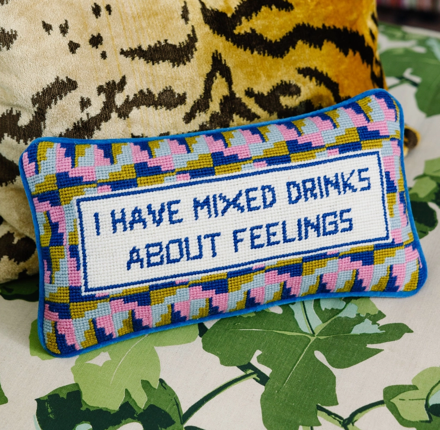 Mixed Drinks Needlepoint Pillow
