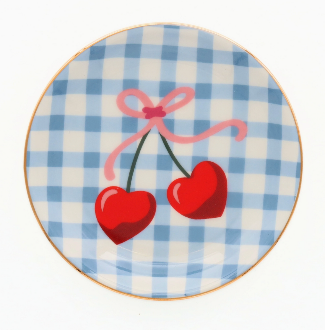 Gingham Cherry Trinket Tray