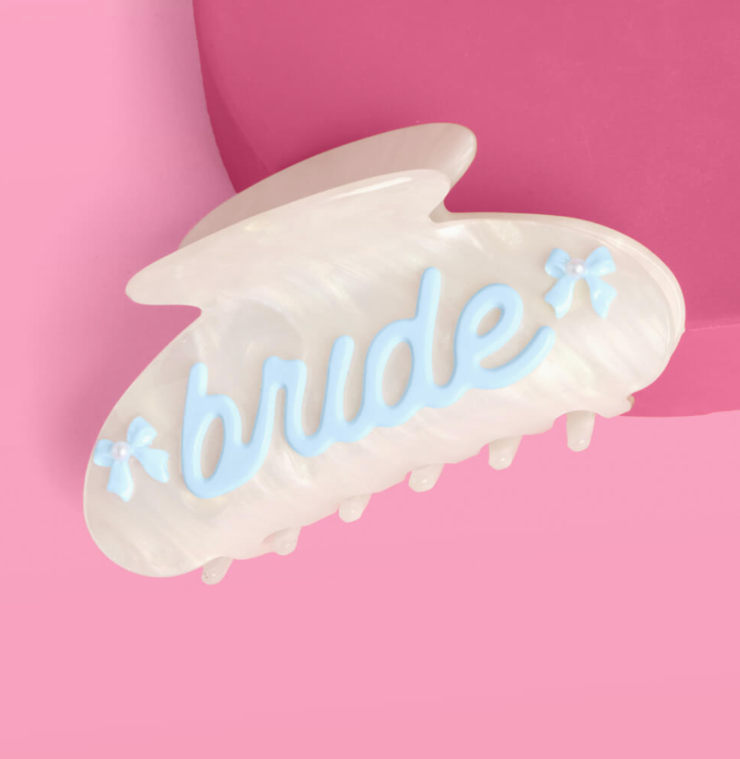 Blue "Bride" Hair Clip