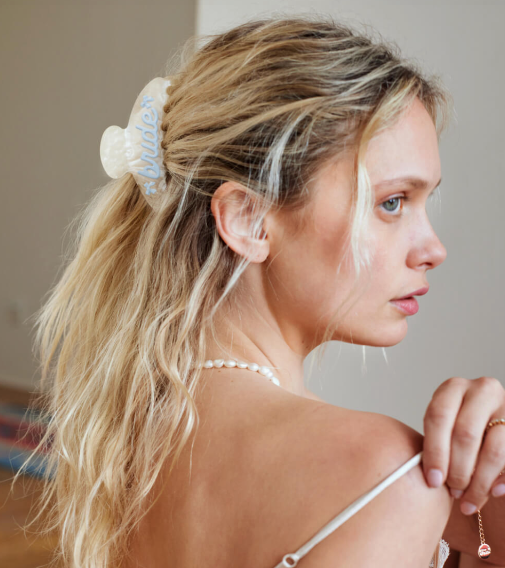 Blue "Bride" Hair Clip