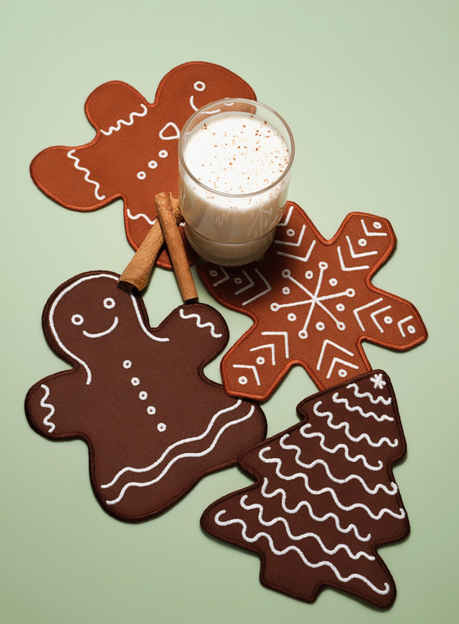 Gingerbread Linen Cocktail Napkins (Set of 4)