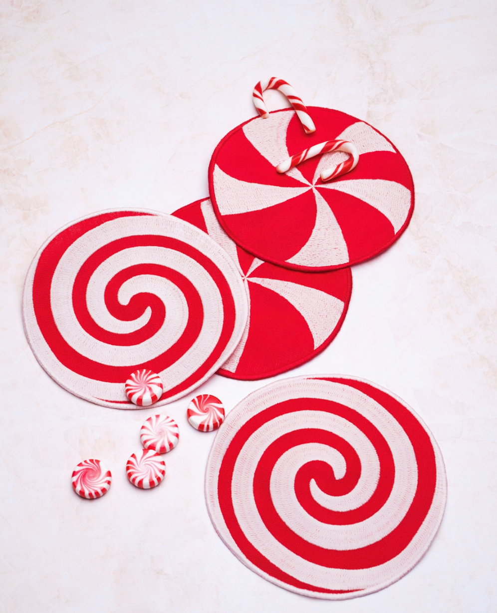 Peppermint Linen Cocktail Napkins (Set of 4)