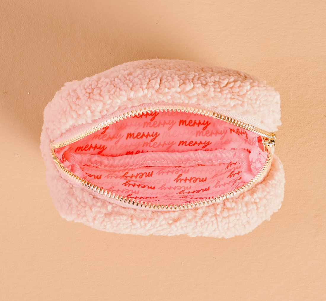 Square Teddy Red Bow Pouch