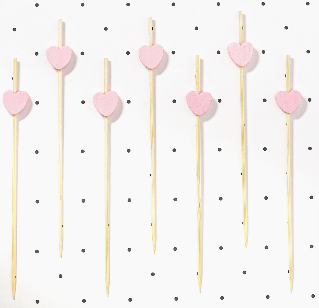 Pink Hearts Cocktail Picks (Set of 50)