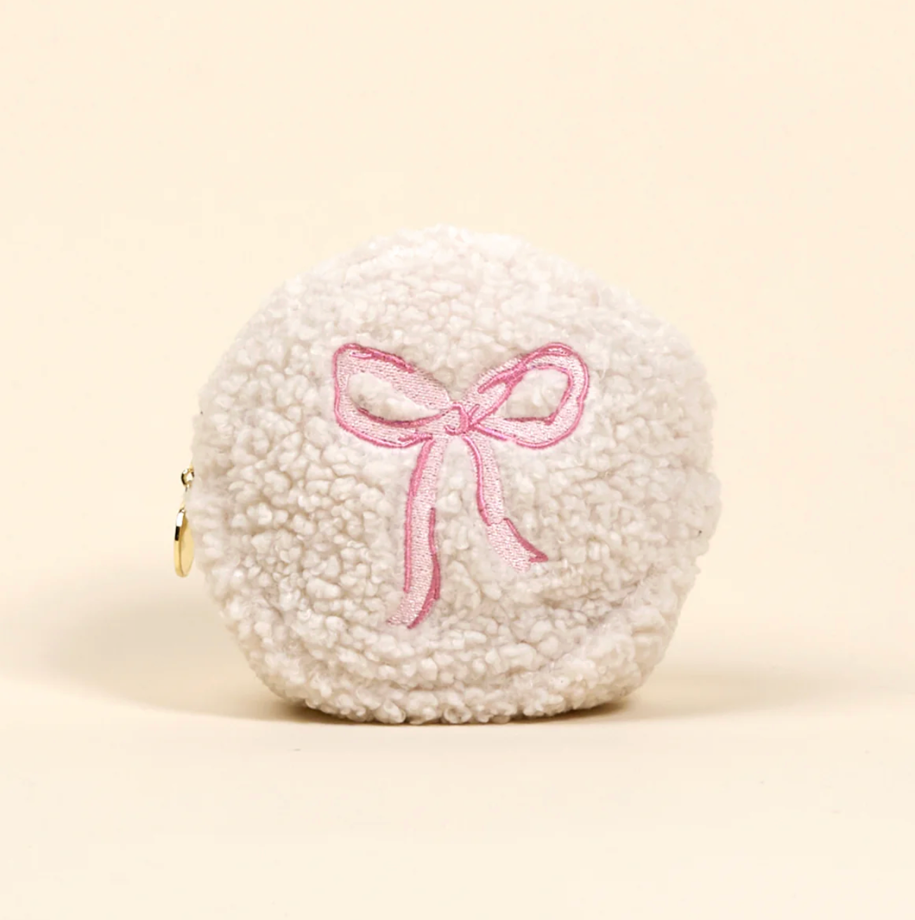 Pink Bow Circle Teddy Pouch