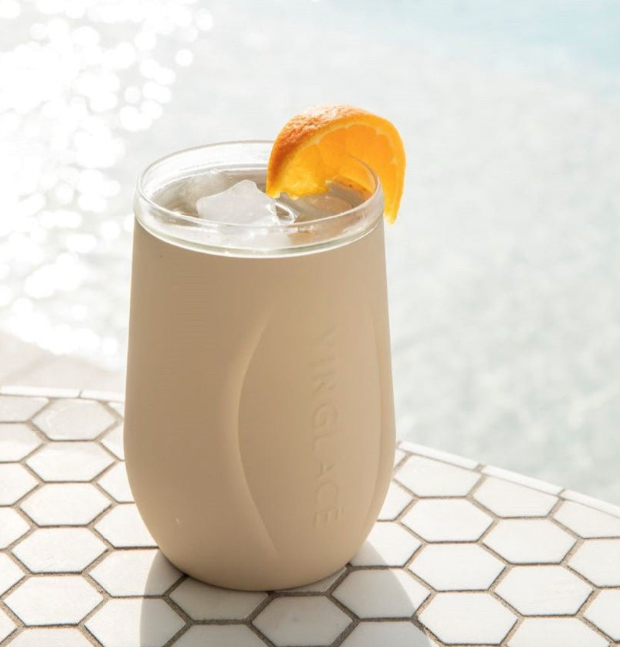 Insulated Glass Lines Wine Glass (Sand)