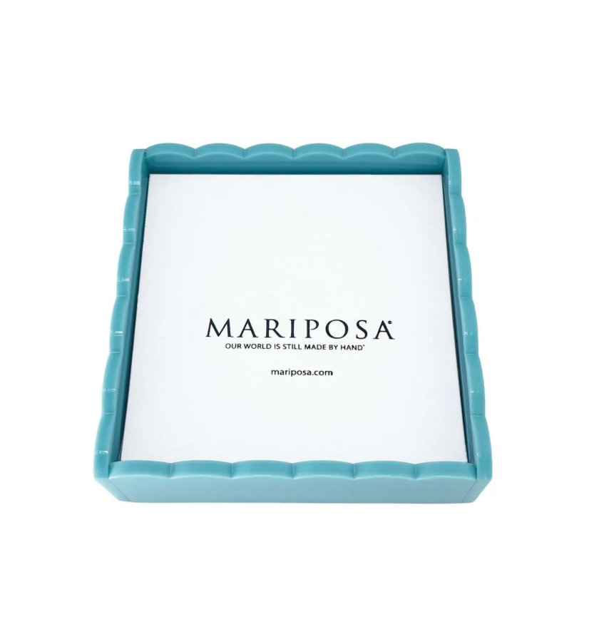 Teal Scalloped Napkin Box