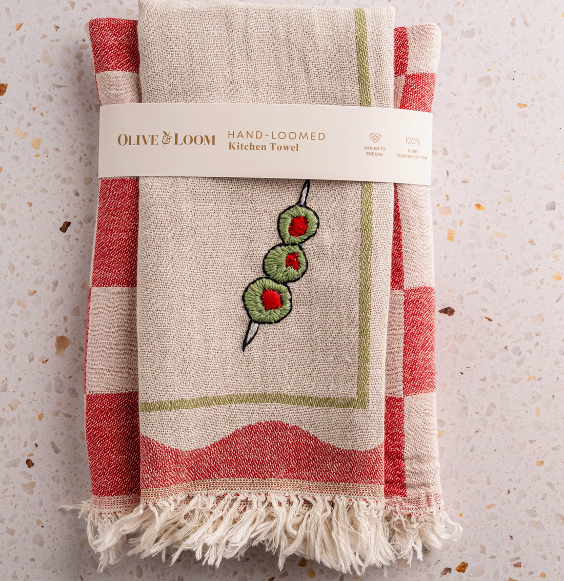 Olive - Hand Stitched Kitchen Towel