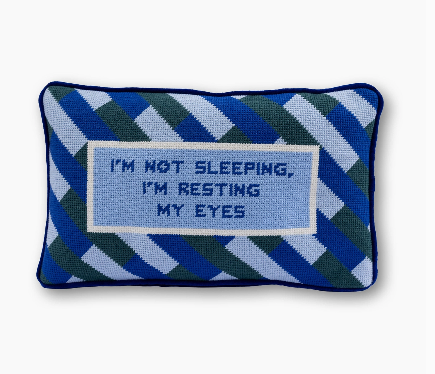 "Eyes Resting" Needlepoint Pillow