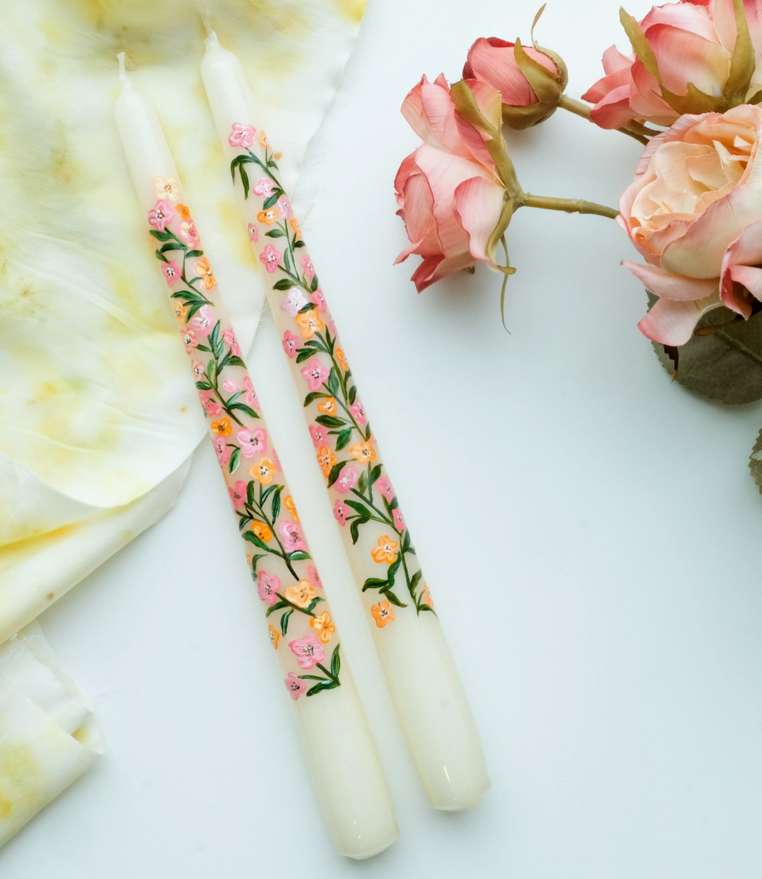 Hand Painted Spring Bunch Garden Candles