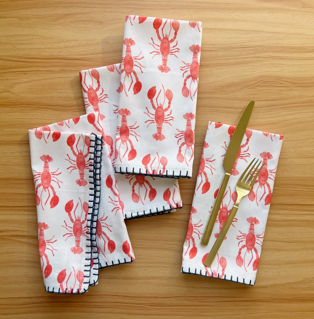 Lobster Fabric Napkin Set