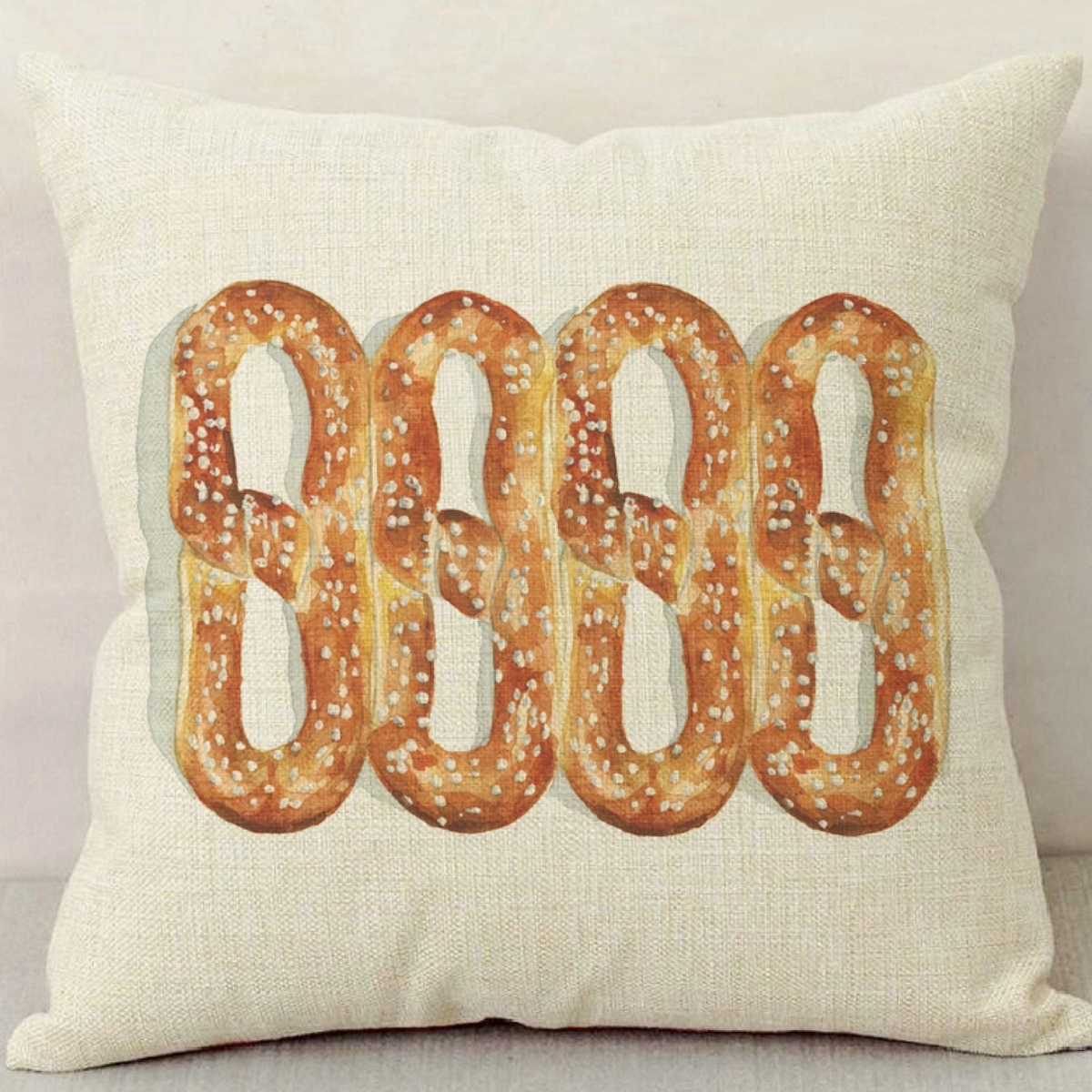 Soft Pretzel Watercolor Pillow