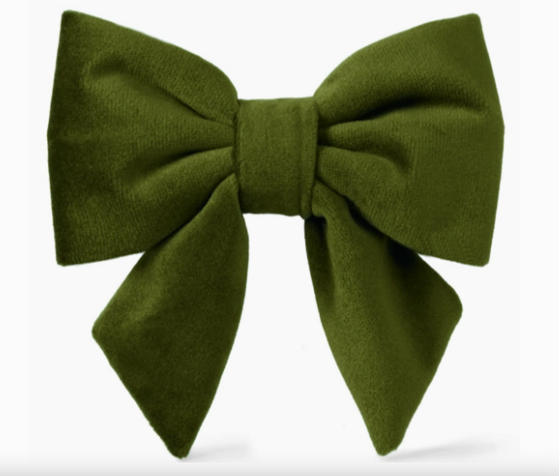 Olive Velvet Lady Dog Bow