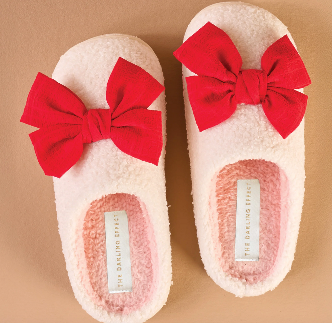 Red Betty Bow Teddy Slippers