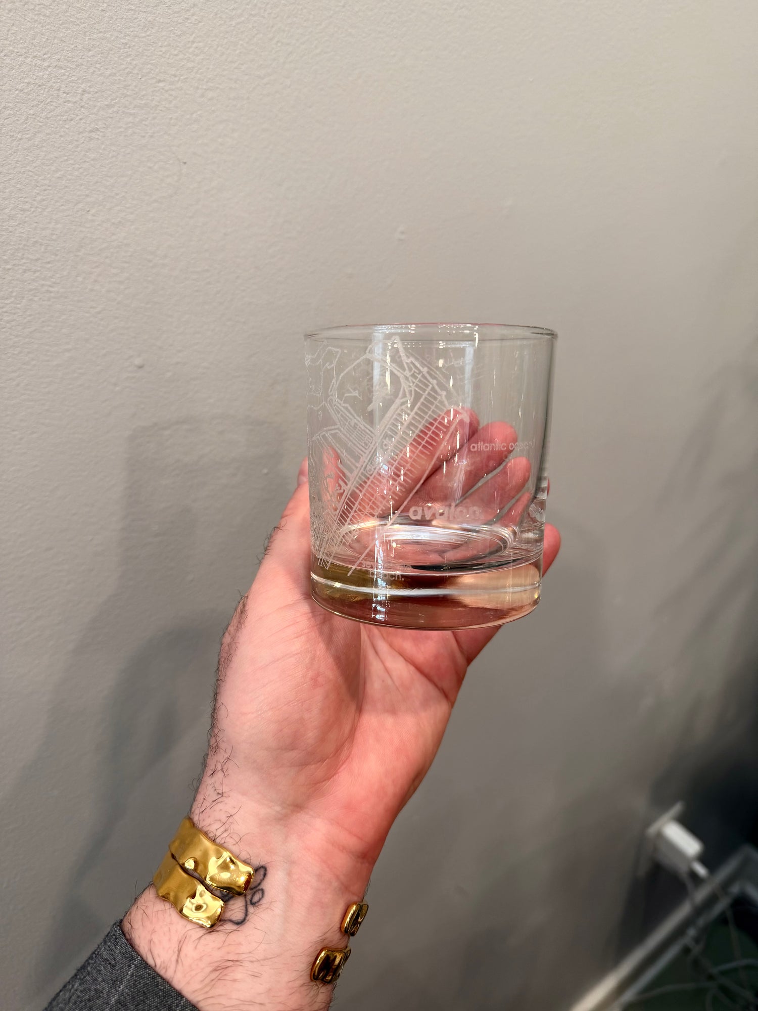 "Avalon" Etched Rocks Glass