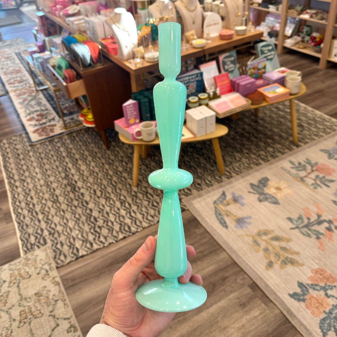 Jade Colored Candle Holder