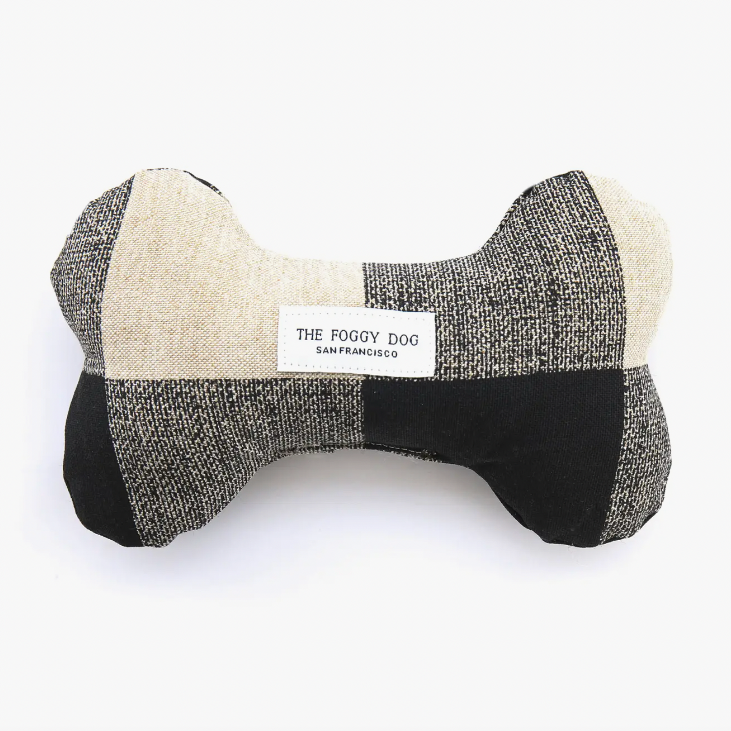 Black Plaid Bone Squeak Toy