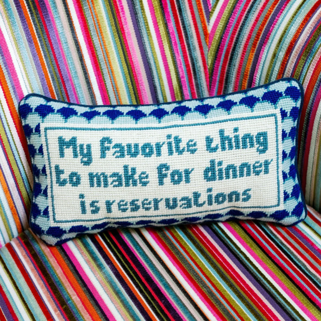 Reservations Needlepoint Pillow