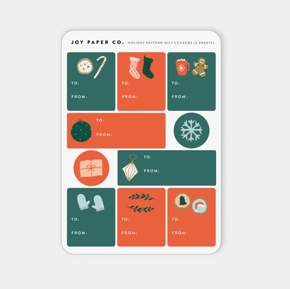 Holiday Pattern Gift Stickers (Set of 2)