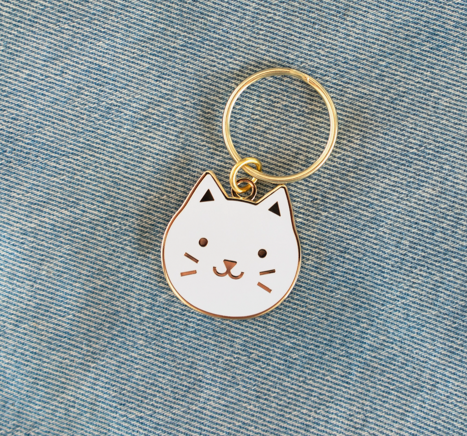 White Kitty Keychain