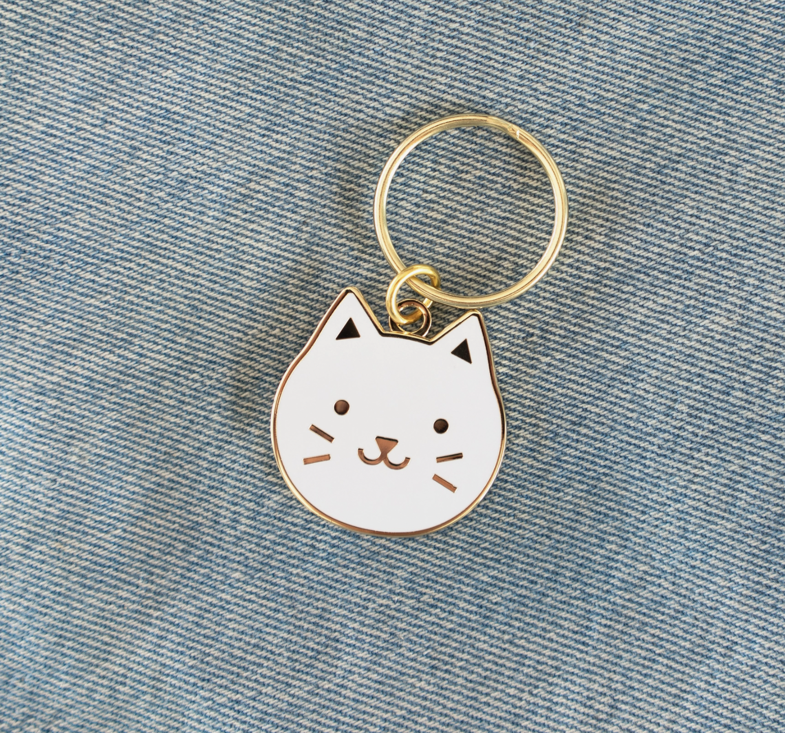 White Kitty Keychain